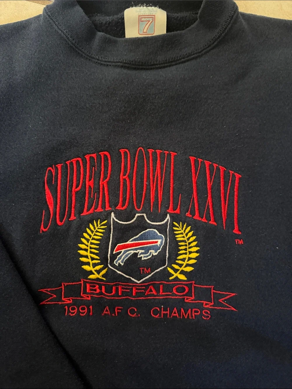 Vintage Buffalo Bills Navy Super Bowl XXVI Crewneck Sweatshirt